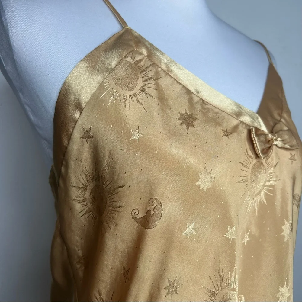 Vintage Gold Satin Slip Dress Mini Nightgown Fairycore Lingerie Y2K M - Picture 10 of 14